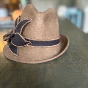 Stylish Brown Fedora Hat with Flower Accent